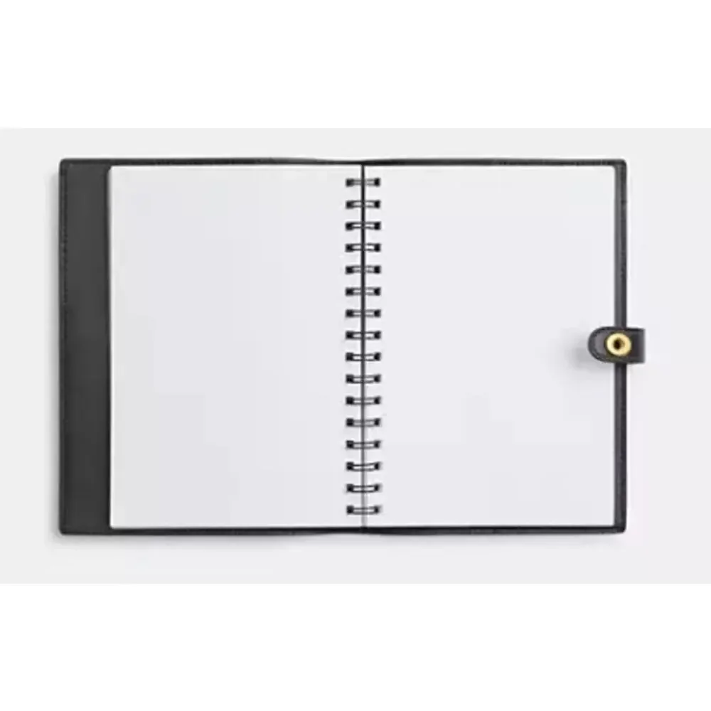 Coach CCD45 Glovetanned Leather Notebook Cover Black Turnlock Gift Box NWT